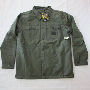 CAT Caterpillar Men's Quilted Ripstop Shacket Shirt Jacket - Army Moss